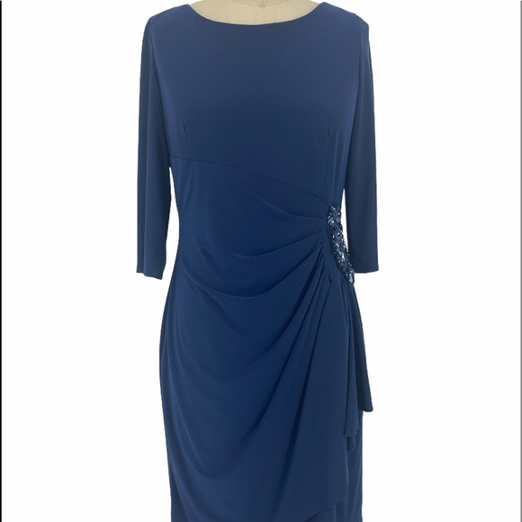 Alex Evenings Dress Ruched Embellished Sheath Dress SZ 10 Women